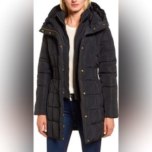 NWT Cole Haan Black Parka with feathers Size Small